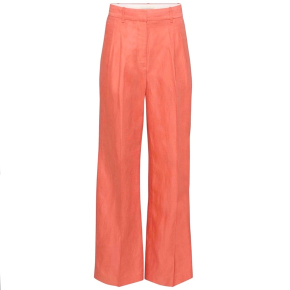 Aritzia Wilfred Effortless Linen Wide leg Pant in Warm Sienna Red Size 12 - Picture 1 of 12